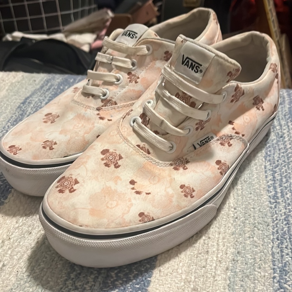 Floral pink and burgundy vans